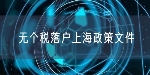无个税落户上海政策文件