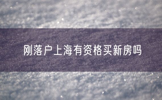 刚落户上海有资格买新房吗