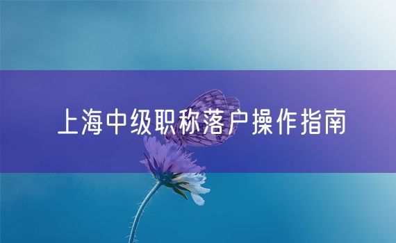 上海中级职称落户操作指南