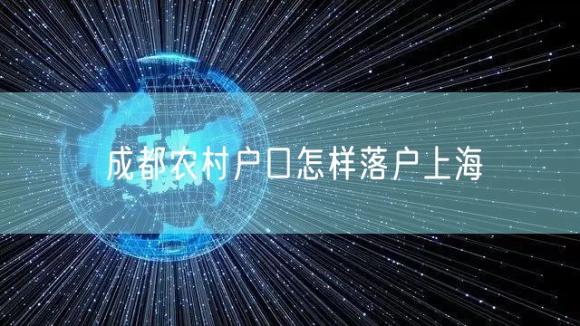 成都农村户口怎样落户上海