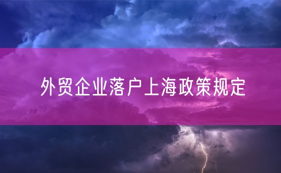 外贸企业落户上海政策规定