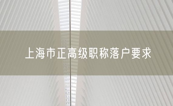 上海市正高级职称落户要求