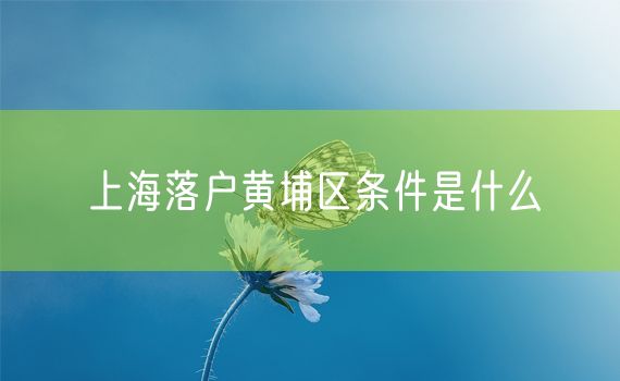 上海落户黄埔区条件是什么