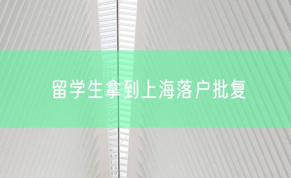 留学生拿到上海落户批复