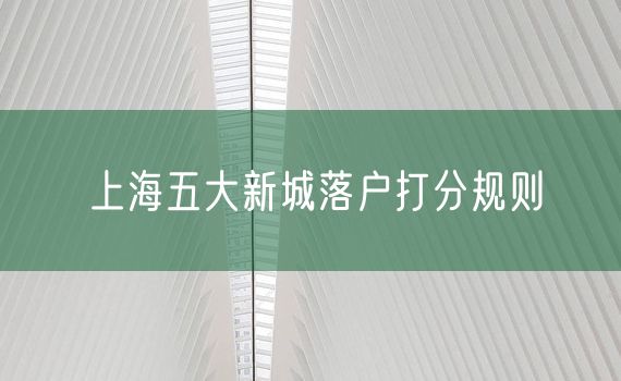 上海五大新城落户打分规则