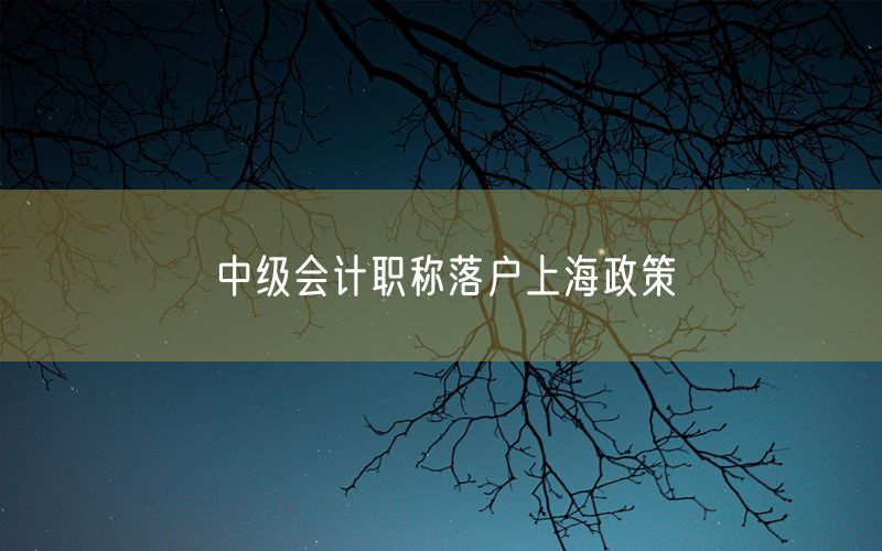 中级会计职称落户上海政策