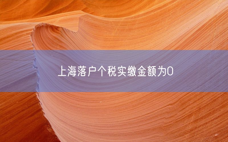 上海落户个税实缴金额为0