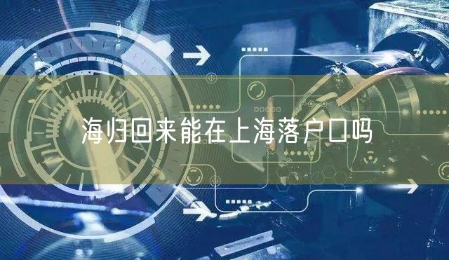 海归回来能在上海落户口吗