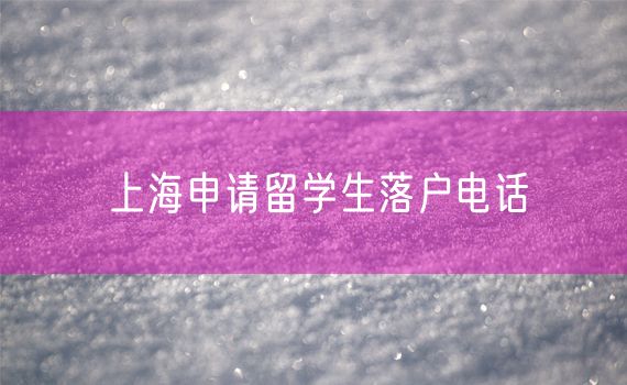 上海申请留学生落户电话
