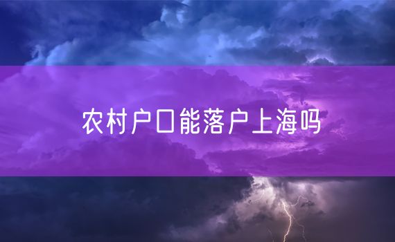 农村户口能落户上海吗