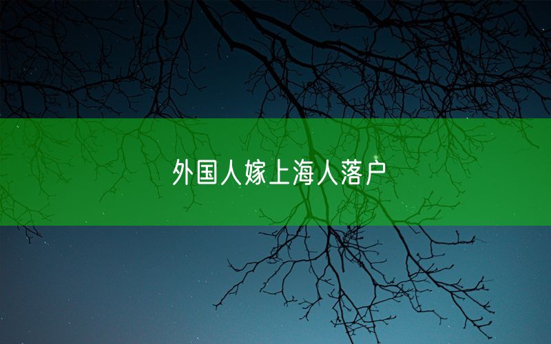 外国人嫁上海人落户