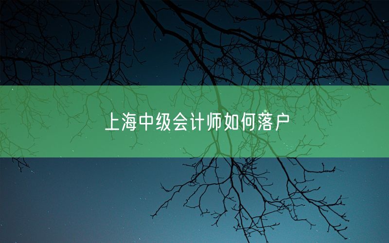 上海中级会计师如何落户