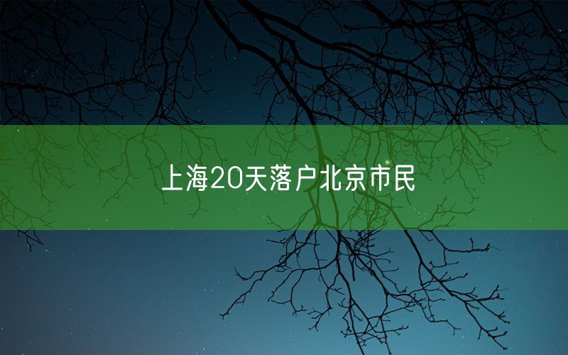 上海20天落户北京市民