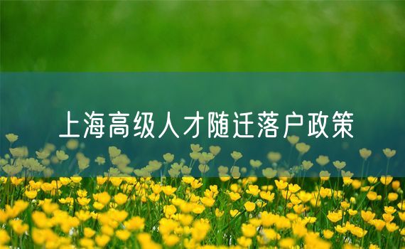 上海高级人才随迁落户政策