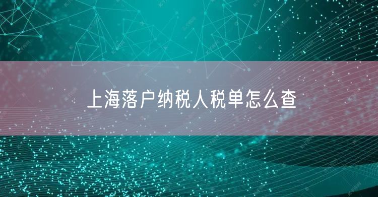 上海落户纳税人税单怎么查