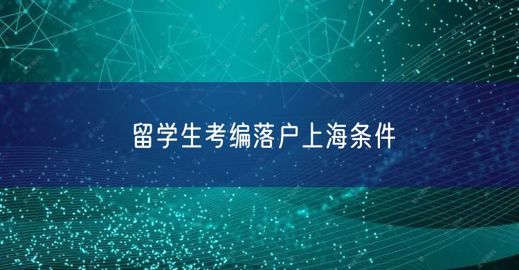 留学生考编落户上海条件