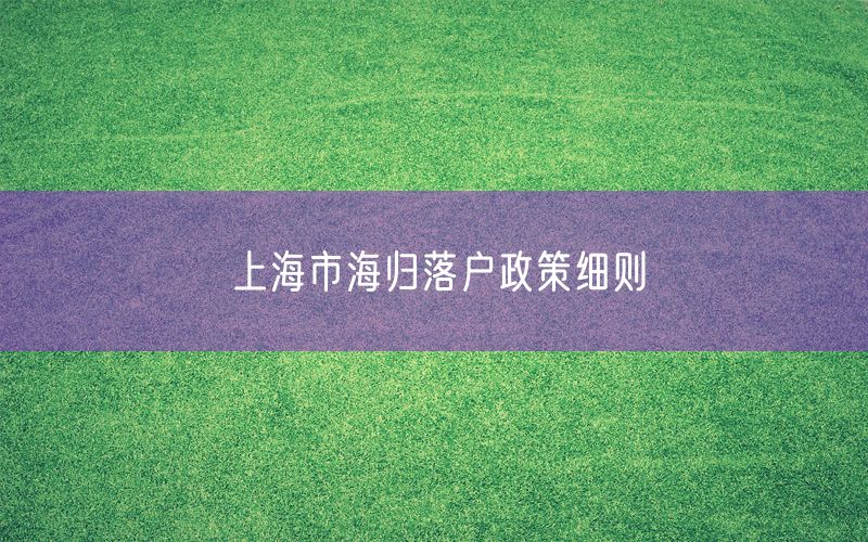上海市海归落户政策细则