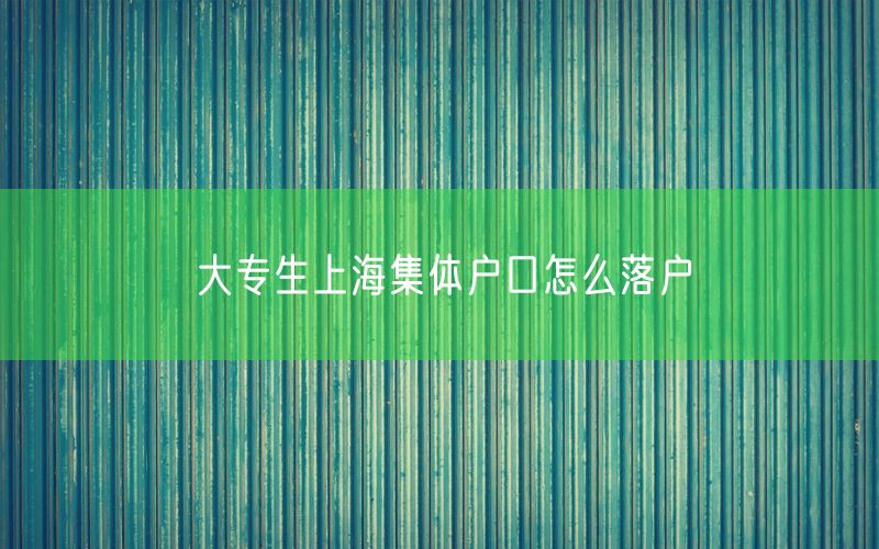 大专生上海集体户口怎么落户