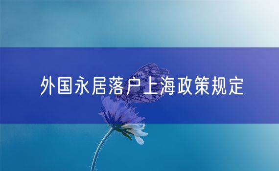 外国永居落户上海政策规定