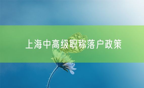 上海中高级职称落户政策