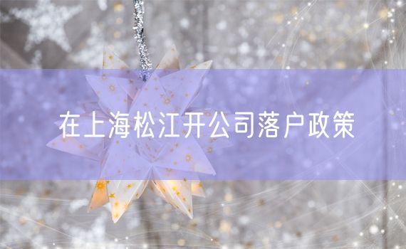 在上海松江开公司落户政策