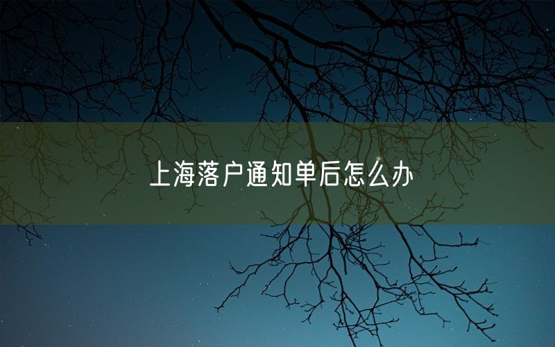 上海落户通知单后怎么办