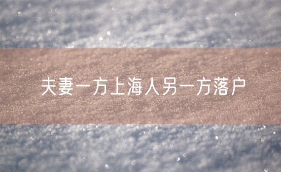 夫妻一方上海人另一方落户