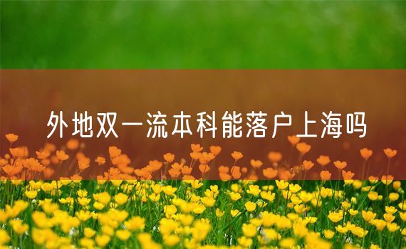 外地双一流本科能落户上海吗
