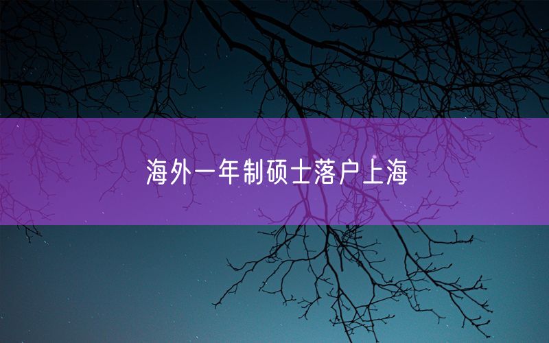 海外一年制硕士落户上海