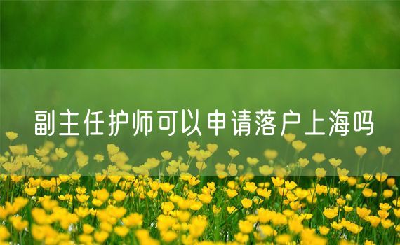 副主任护师可以申请落户上海吗
