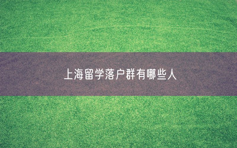 上海留学落户群有哪些人
