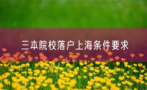 三本院校落户上海条件要求
