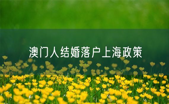 澳门人结婚落户上海政策