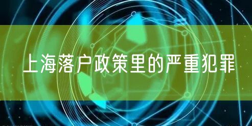 上海落户政策里的严重犯罪