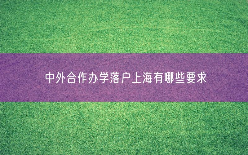 中外合作办学落户上海有哪些要求