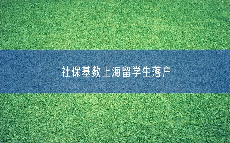 社保基数上海留学生落户