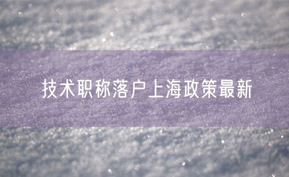 技术职称落户上海政策最新