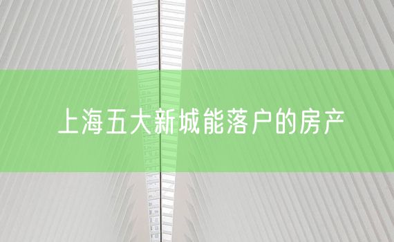 上海五大新城能落户的房产