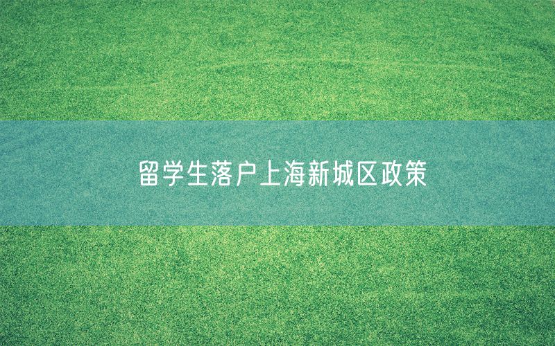 留学生落户上海新城区政策