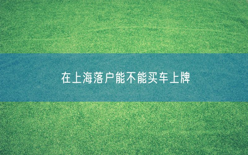 在上海落户能不能买车上牌
