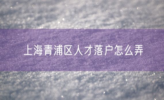 上海青浦区人才落户怎么弄