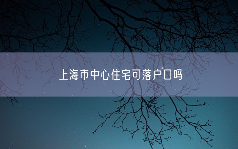 上海市中心住宅可落户口吗