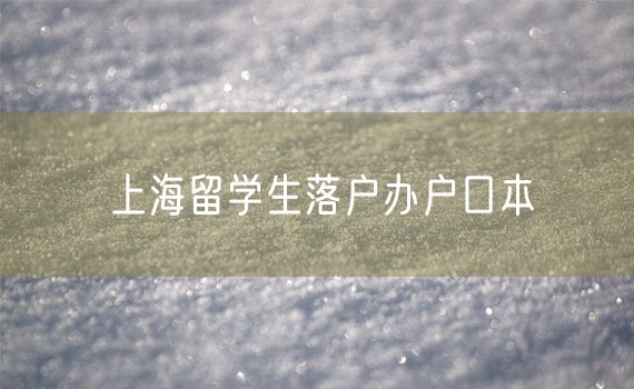 上海留学生落户办户口本