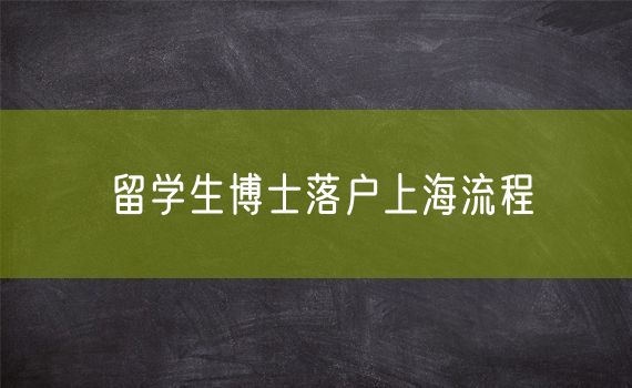 留学生博士落户上海流程