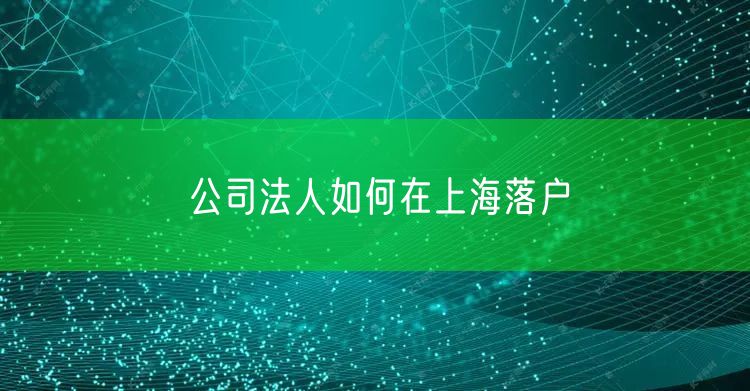 公司法人如何在上海落户