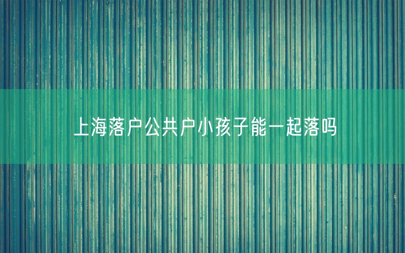上海落户公共户小孩子能一起落吗