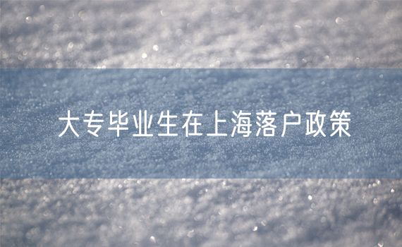 大专毕业生在上海落户政策