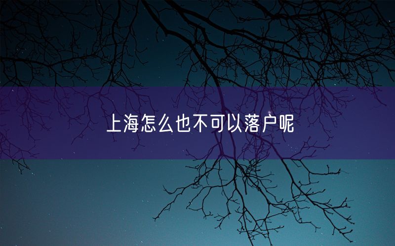 上海怎么也不可以落户呢