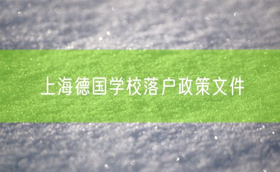 上海德国学校落户政策文件