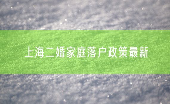 上海二婚家庭落户政策最新